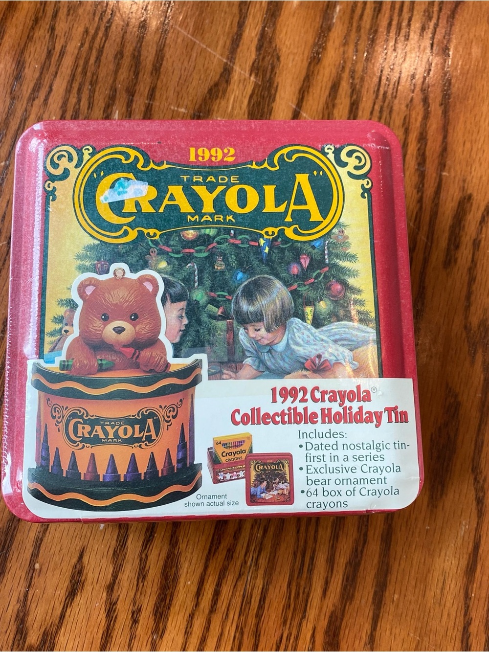Vintage Crayola 1992 Collectible Holiday Tin - Red